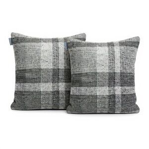McGee & Co Set of 2 Pillow Covers Wool Blend Gray Plaid 21" Square